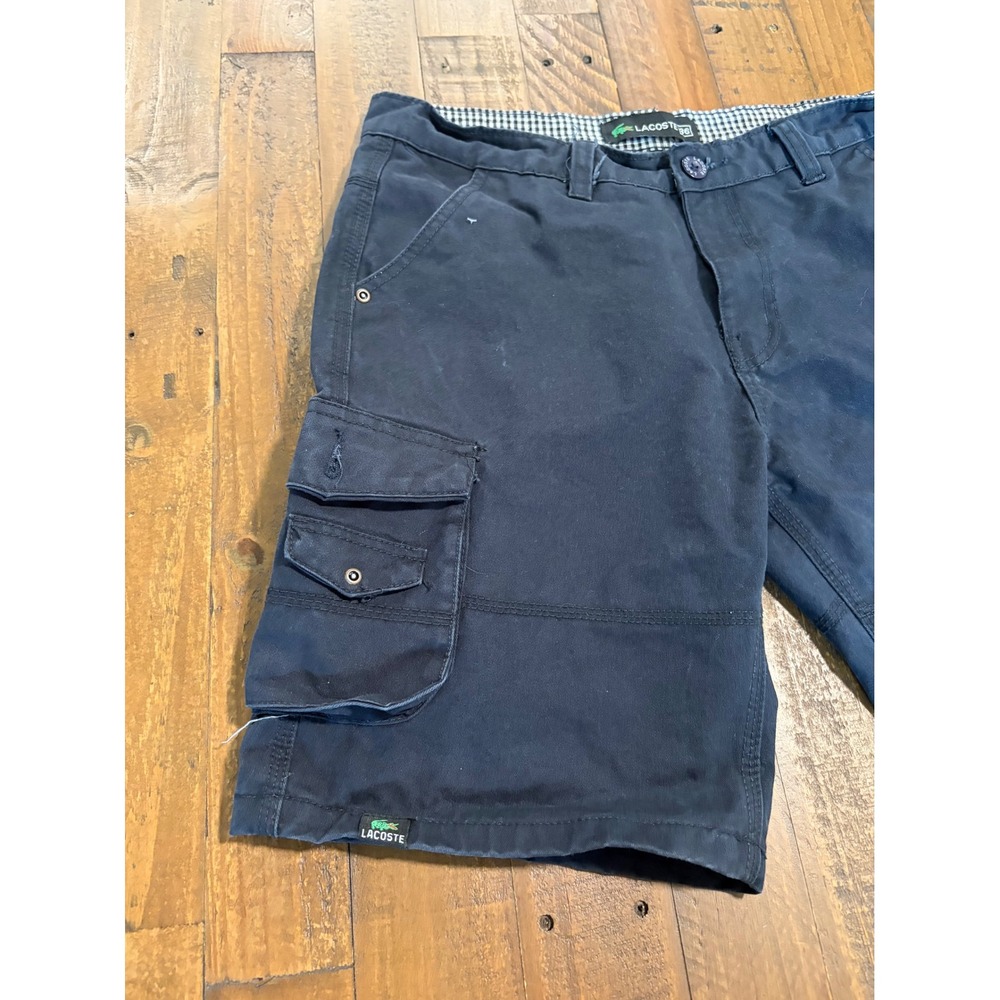Lacoste Mens Navy Blue Cotton Cargo Shorts Size 36 Vintage Utility Pockets - Picture 9 of 16